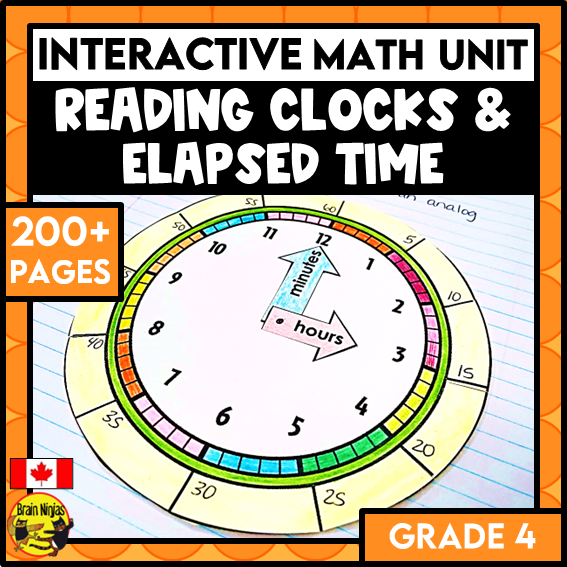 Interactive Elapsed Time Reading Clocks and Elapsed Time Interactive Math Unit | Paper | Grade ...