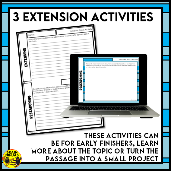 Tornados Reading Comprehension Activities | Paper and Digital