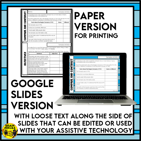 Tornados Reading Comprehension Activities | Paper and Digital