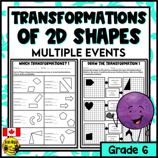 Transformations of 2D Shapes Math Worksheets | Paper | Multiple Events
