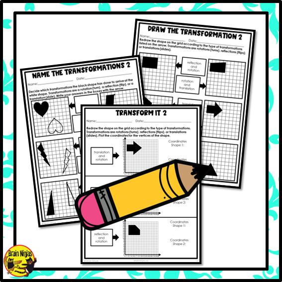 Transformations of 2D Shapes Math Worksheets | Paper | Multiple Events