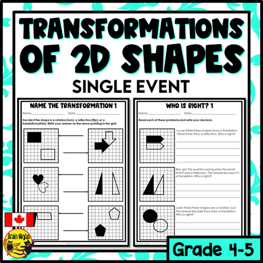 Transformations of 2D Shapes Math Worksheets | Paper | Single Event