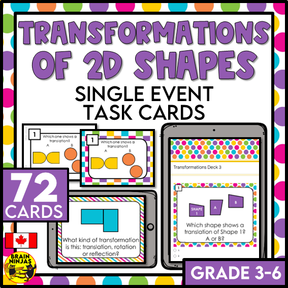 Transformations Task Cards for a Single Event | Paper and Digital