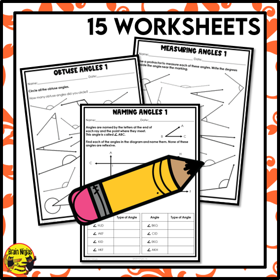 Angles | Classifying and Measuring All Types of Angles Math Worksheets | Paper