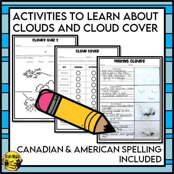 Types of Clouds and Cloud Cover Weather Lessons | Paper and Digital