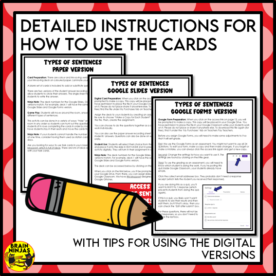Types of Sentences Identifying and Punctuating With Christmas Theme | Paper and Digital