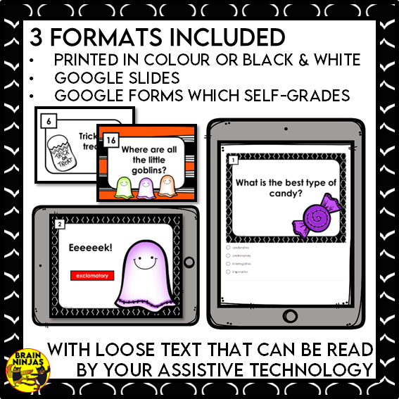 Types of Sentences Identifying and Punctuating With Halloween Theme | Paper and Digital
