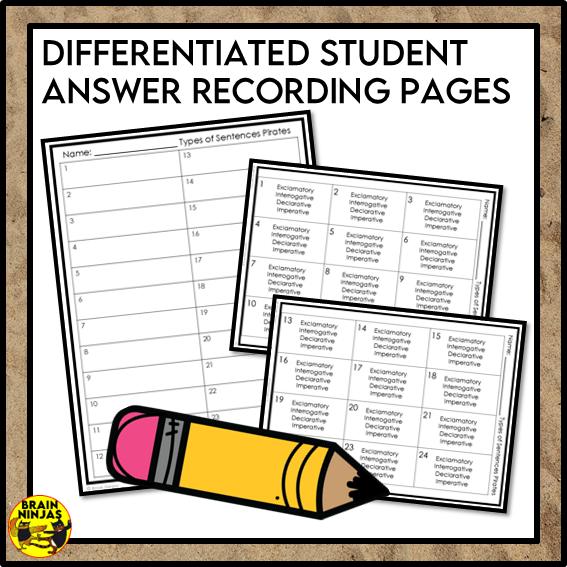 Types of Sentences Identifying and Punctuating With Pirate Theme | Paper and Digital