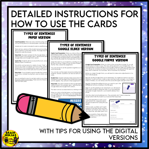 Types of Sentences Identifying and Punctuating With Winter Theme | Paper and Digital