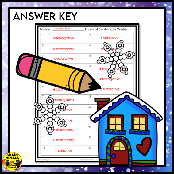 Types of Sentences Identifying and Punctuating With Winter Theme | Paper and Digital