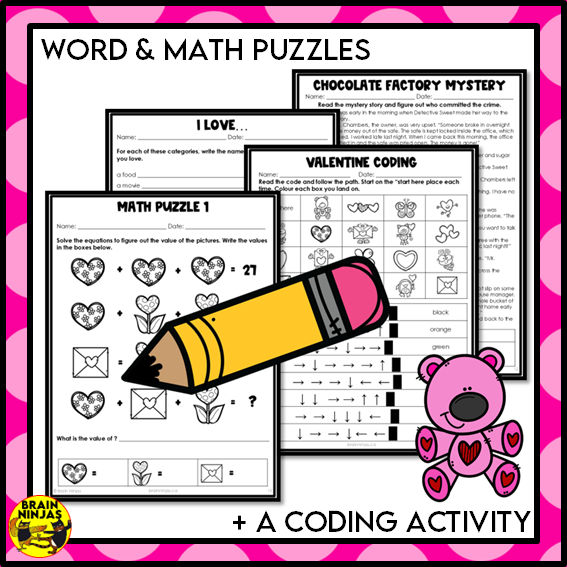 Valentine's Day Activities Word Games and Puzzles | Paper and Digital