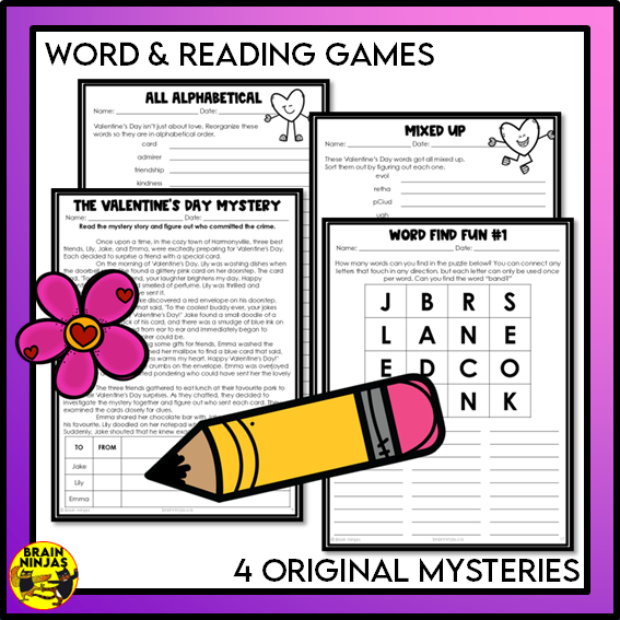 Valentines Day Puzzles and Busy Work | Paper and Digital