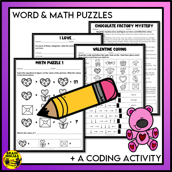 Valentines Day Puzzles and Busy Work | Paper and Digital