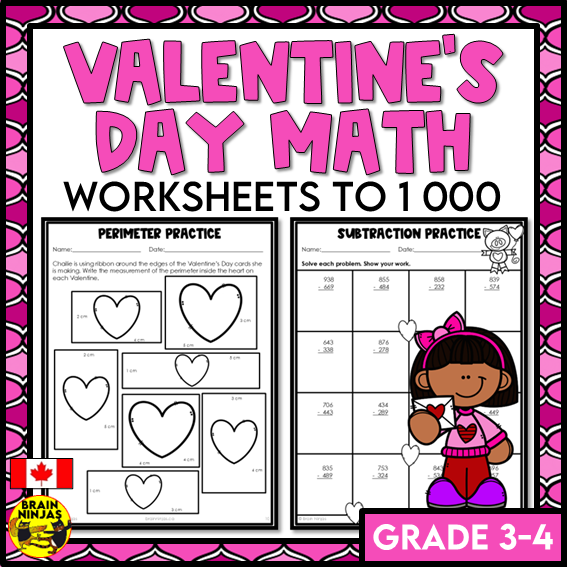Valentine's Day Math Worksheets Numbers to 1000 | Paper