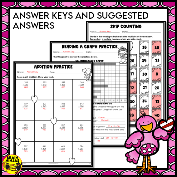 Valentine's Day Math Worksheets Numbers to 1000 | Paper
