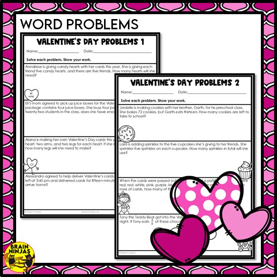 Valentine's Day Math Worksheets Numbers to 1000 | Paper