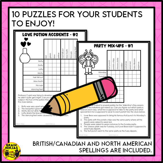 Valentines Day Logic Puzzles | Paper and Digital