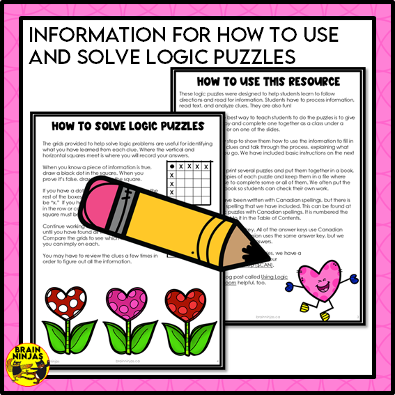 Valentines Day Logic Puzzles | Paper and Digital