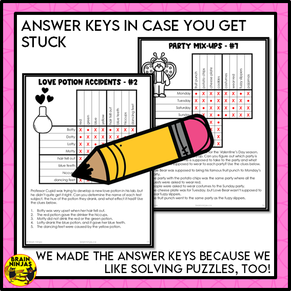 Valentines Day Logic Puzzles | Paper and Digital