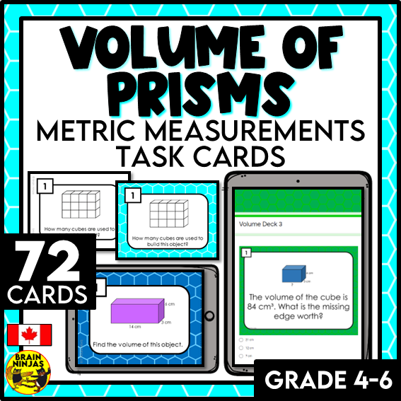 Volume of Rectangular Prisms Math Task Cards | Paper and Digital | Grade 5 Grade 6