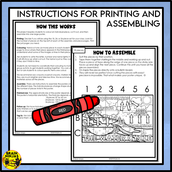 Water Cycle Collaborative Poster Colouring Activity | Paper