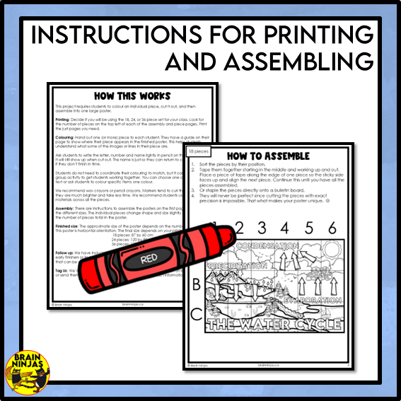 Water Cycle Collaborative Poster Colouring Activity | Paper