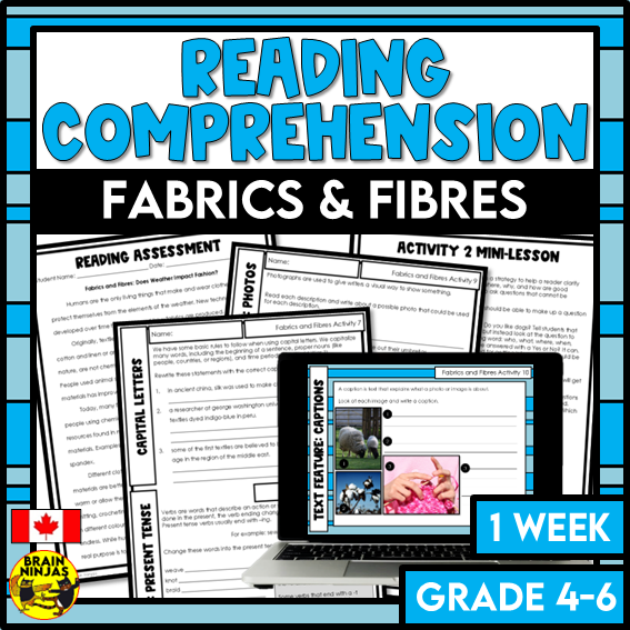 Weather Protection Fabrics and Fibres Reading Comprehension Activities | Paper and Digital