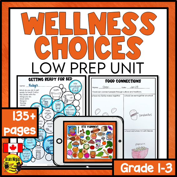 Wellness Choices | Health and Wellness Unit | Paper and Digital | Grade 1 to 3
