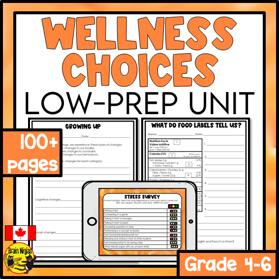Wellness and Healthy Choices | Health and Wellness Unit | Paper and Digital | Grade 4 to 6