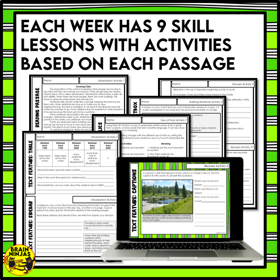 Wetlands Reading Comprehension Activities | Paper and Digital