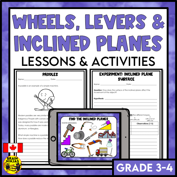 Wheels, Levers and Inclined Planes Lessons and Activities | Paper and Digital