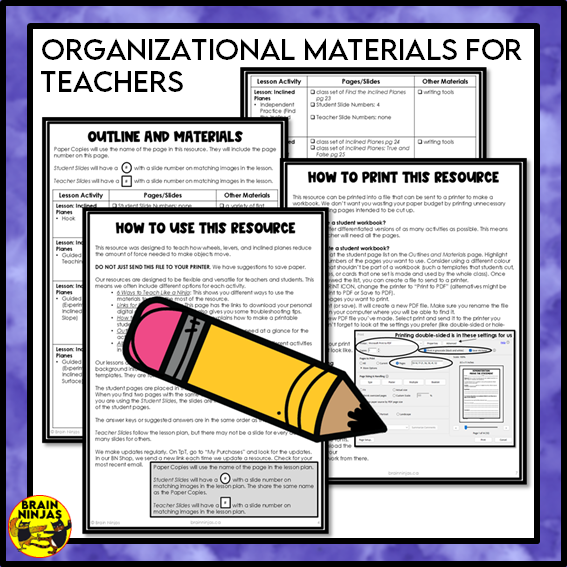 Wheels, Levers and Inclined Planes Lessons and Activities | Paper and Digital