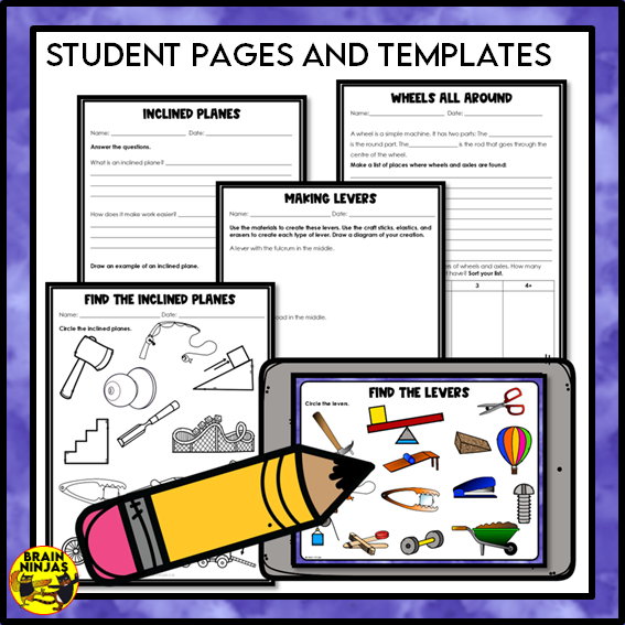 Wheels, Levers and Inclined Planes Lessons and Activities | Paper and Digital