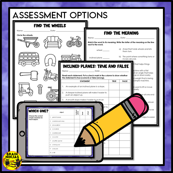 Wheels, Levers and Inclined Planes Lessons and Activities | Paper and Digital