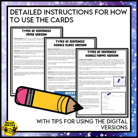 Types of Sentences Identifying and Punctuating With Winter Theme | Paper and Digital