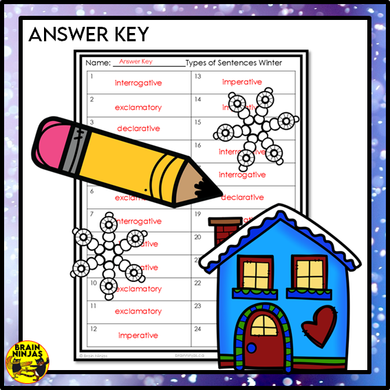 Types of Sentences Identifying and Punctuating With Winter Theme | Paper and Digital