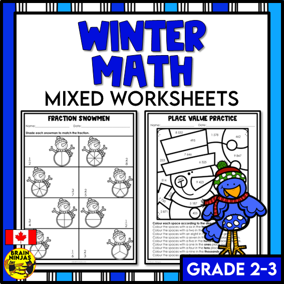 Winter Math Worksheets Numbers to 1000 | Paper