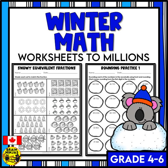 Winter Math Worksheets Numbers to 1 000 000 | Paper