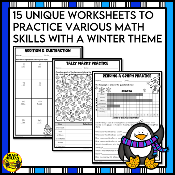 Winter Math Worksheets Numbers to 1000 | Paper