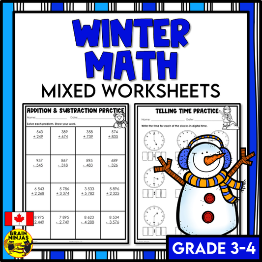 Winter Math Worksheets Numbers to 10 000 | Paper