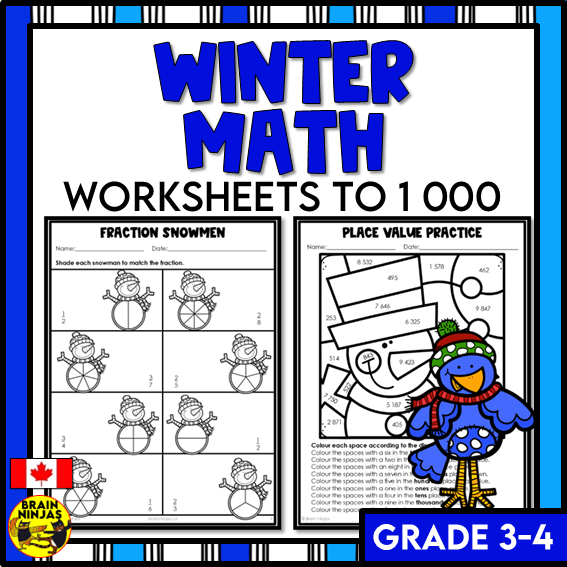 Winter Math Worksheets Numbers to 1000 | Paper
