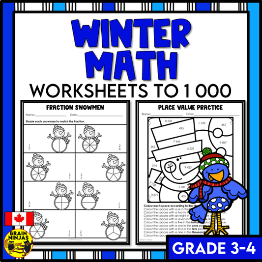 Winter Math Worksheets Numbers to 1000 | Paper