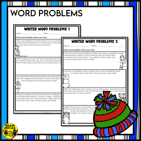 Winter Math Worksheets Numbers to 10 000 | Paper