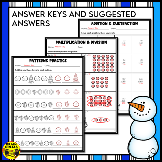 Winter Math Worksheets Numbers to 1000 | Paper