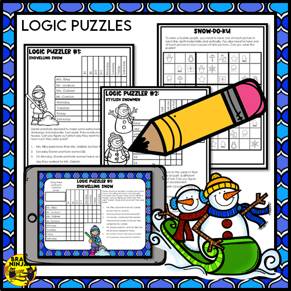 Winter Activities Word Games Puzzles Writing Prompts | Paper and Digital