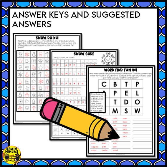 Winter Activities Word Games Puzzles Writing Prompts | Paper and Digital