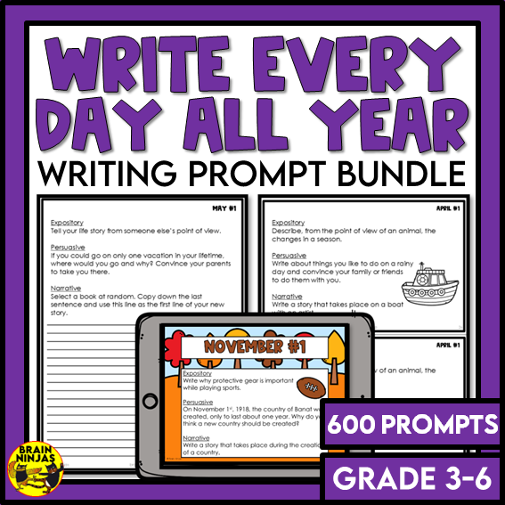 Daily Writing Prompts Monthly Bundle | Paper and Digital