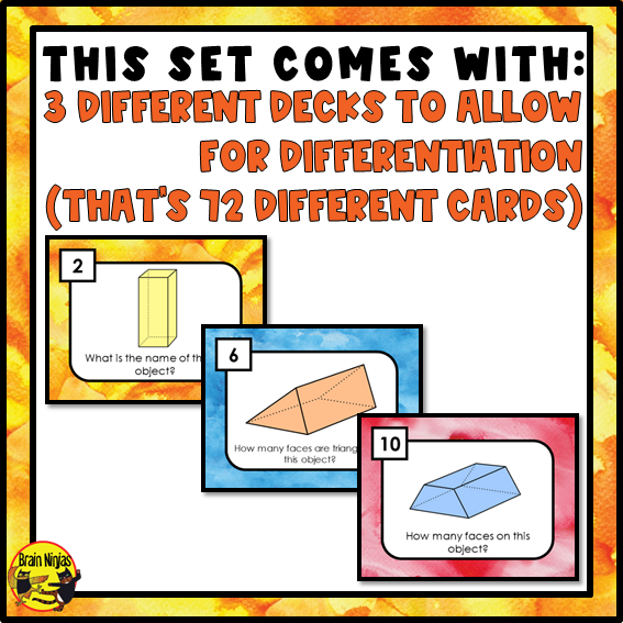 3D Objects Math Task Cards | Paper and Digital | Grade 3 Grade 4 Grade 5