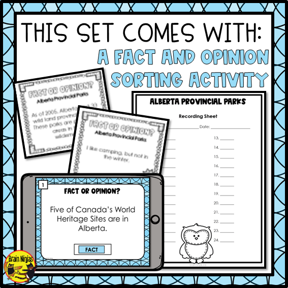 Alberta Provincial Parks | Fact or Opinion | Paper and Digital
