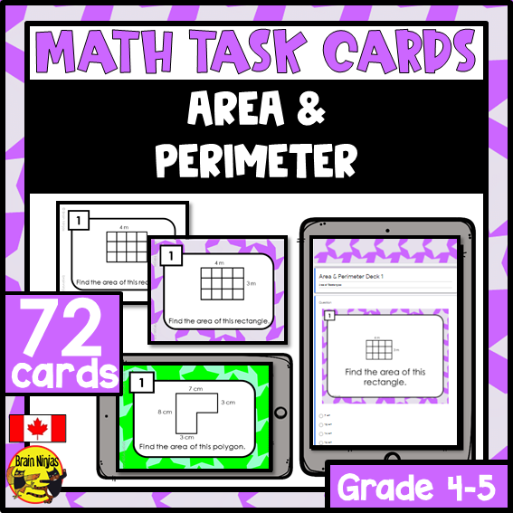 Area and Perimeter Math Task Cards | Paper and Digital | Grade 4 Grade 5